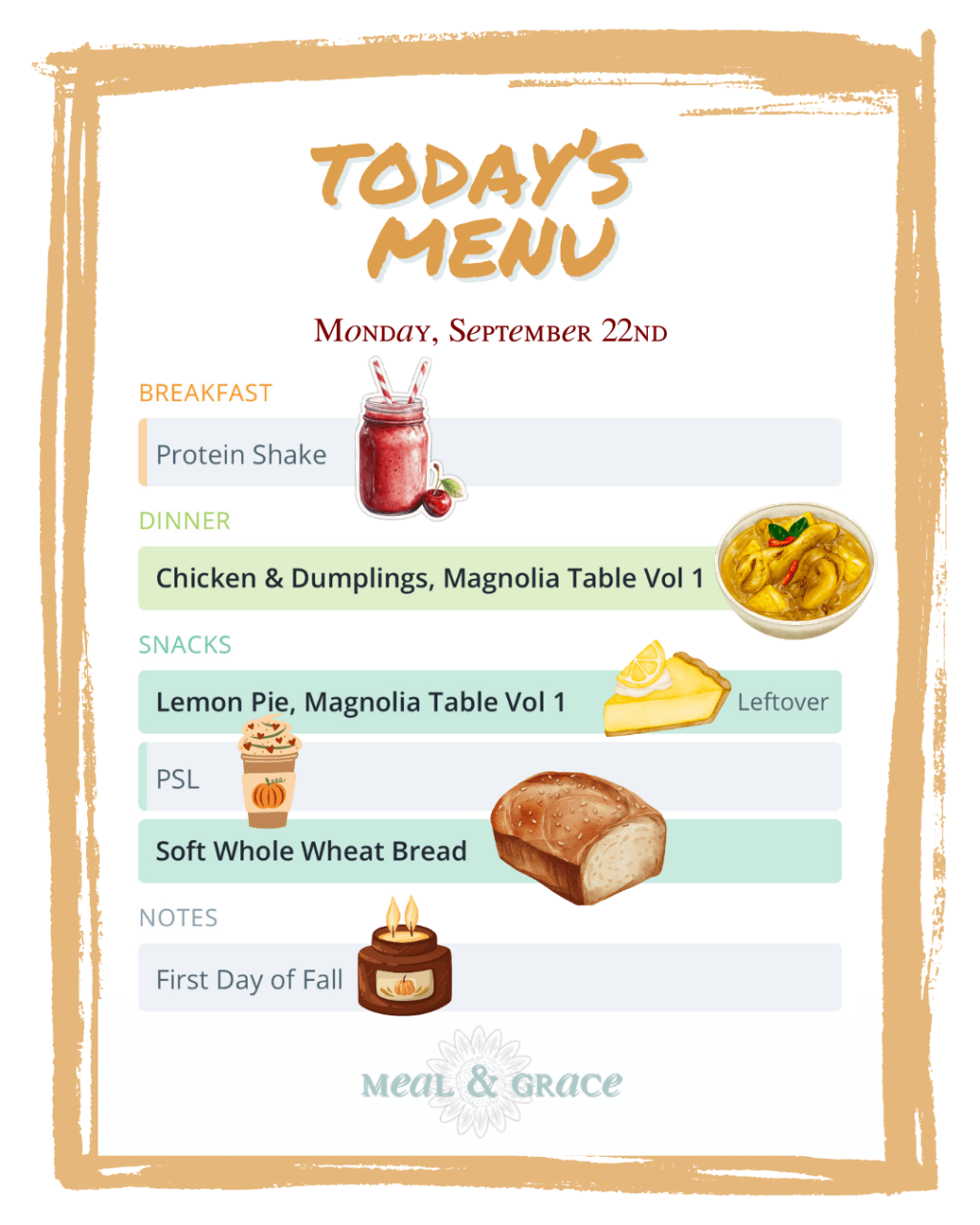Monday, September 22, 2025&nbsp;Menu