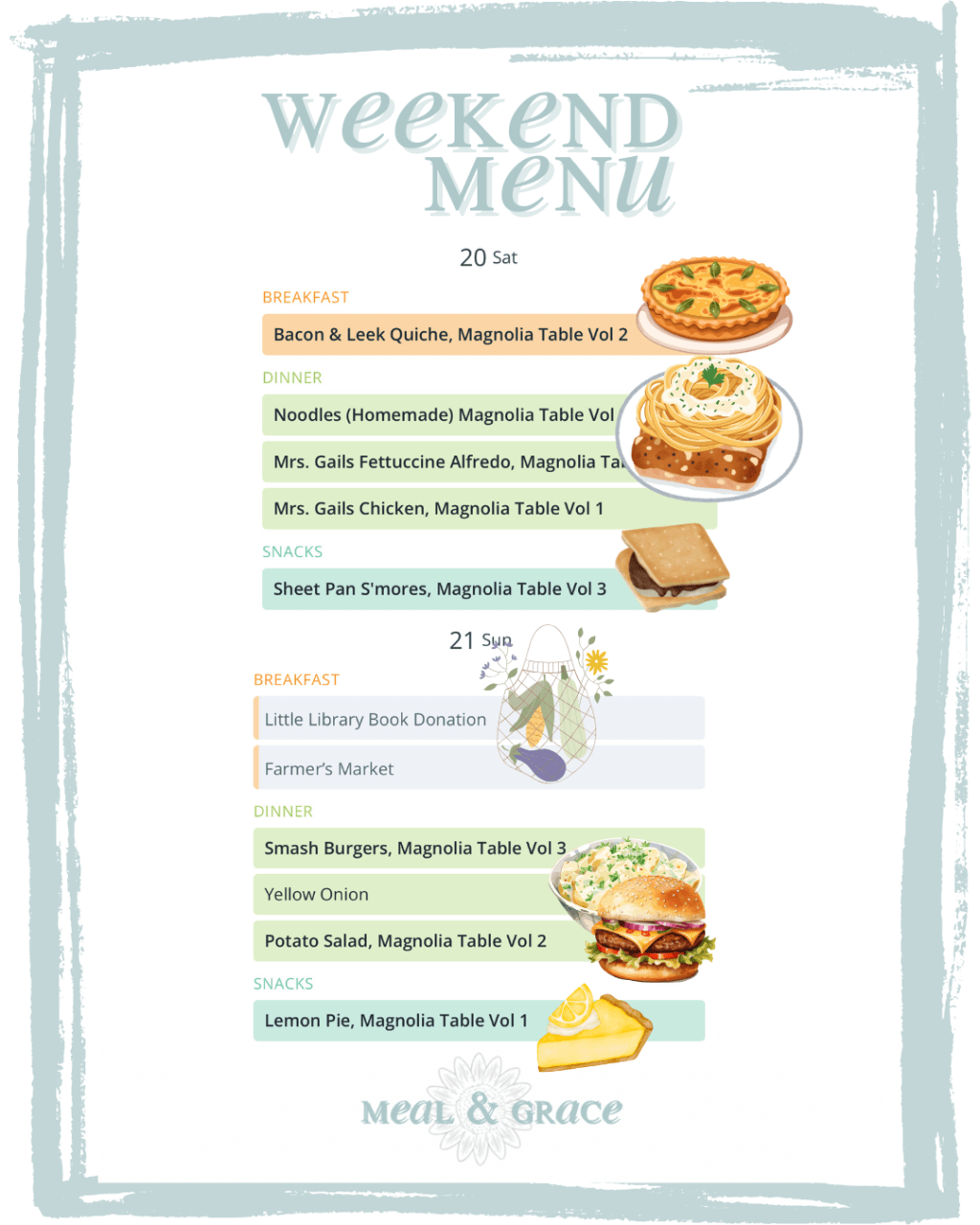 Weekend September 20 & 21, 2025&nbsp;Menu