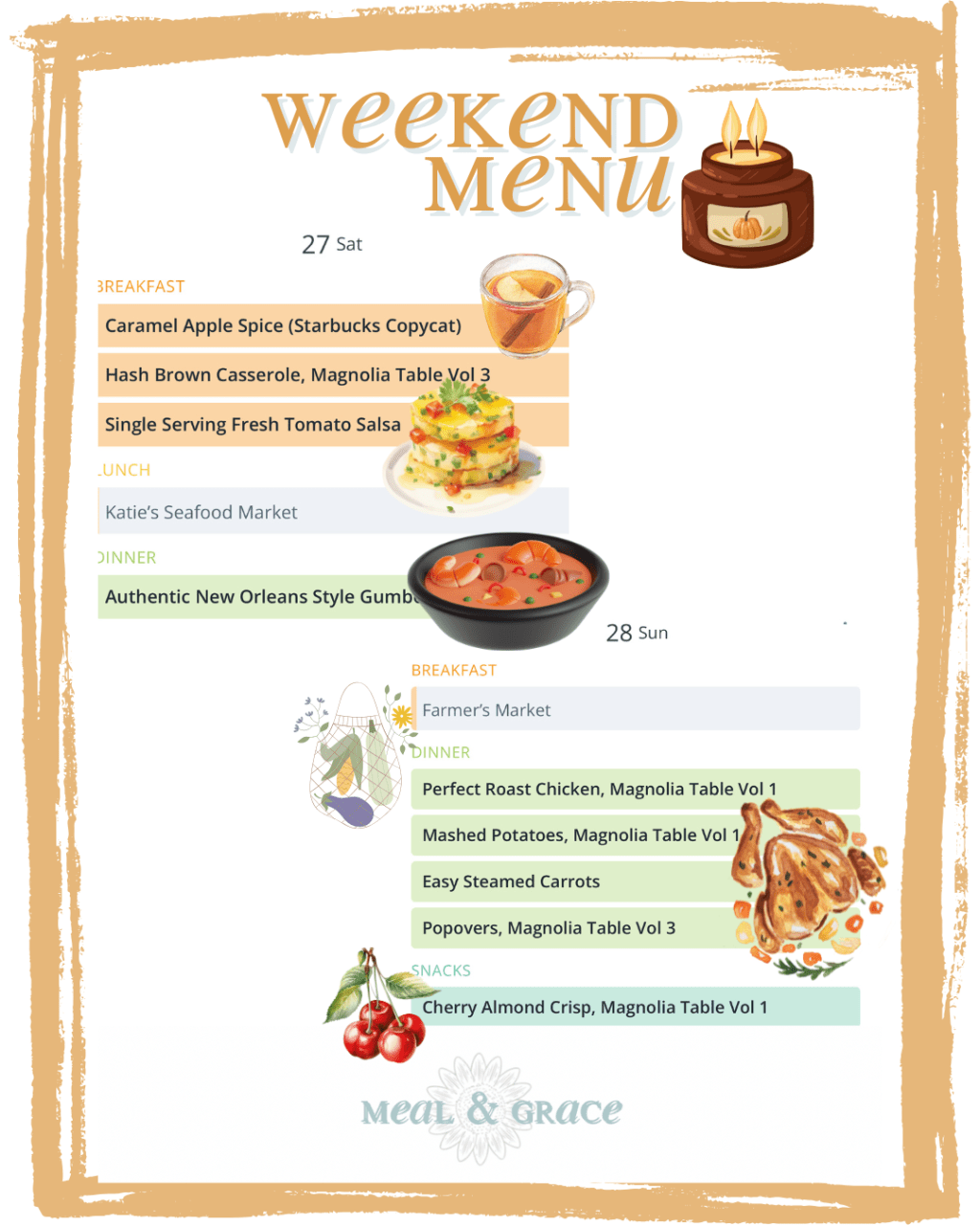 Weekend September 27-28, 2025&nbsp;Menu
