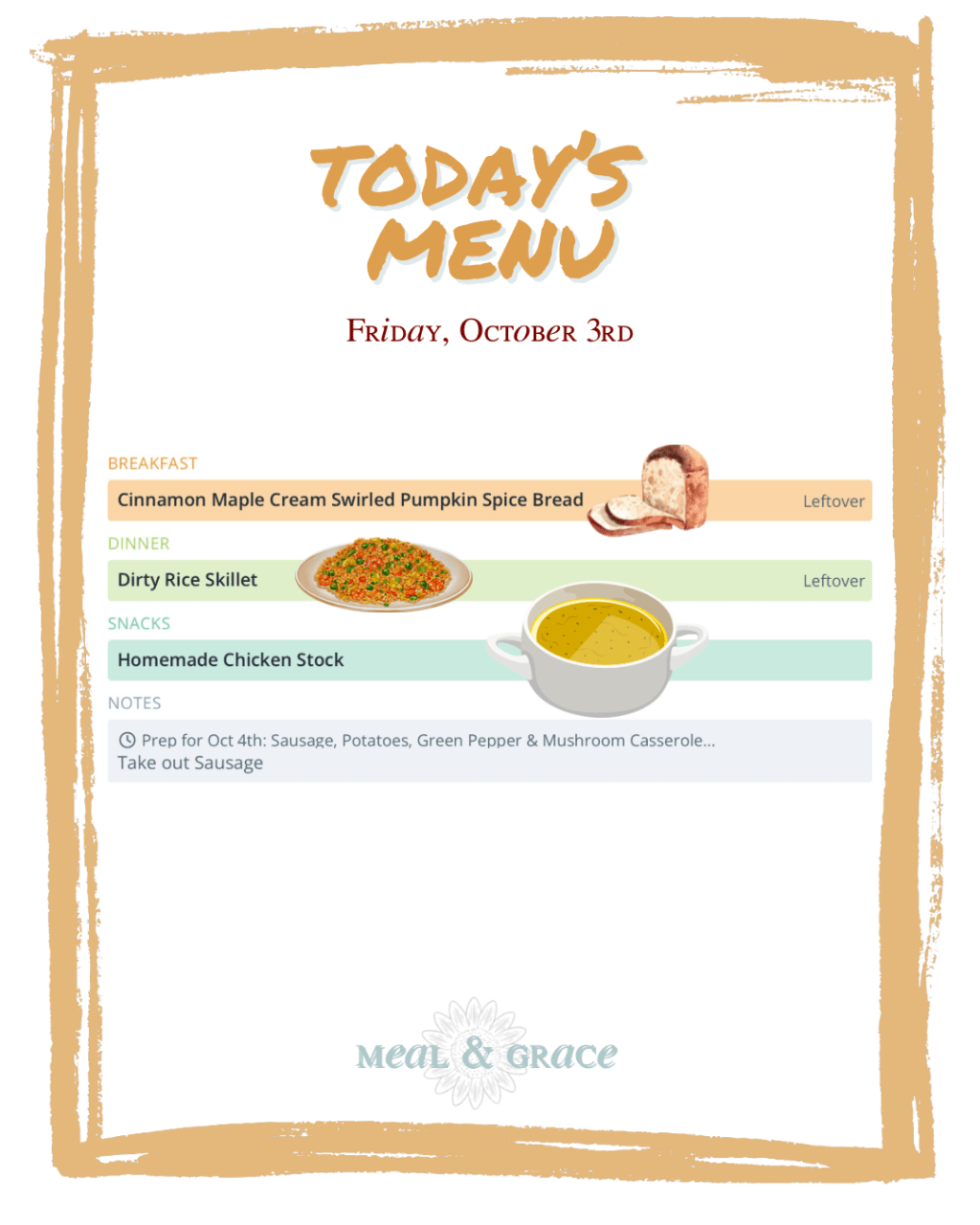 Friday, October 3, 2025&nbsp;Menu