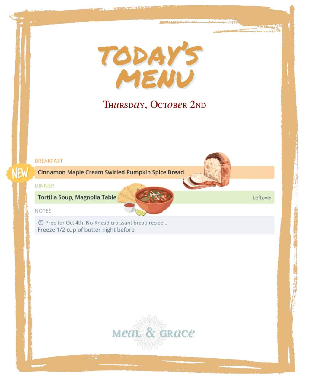 Thursday, October 2, 2025&nbsp;Menu