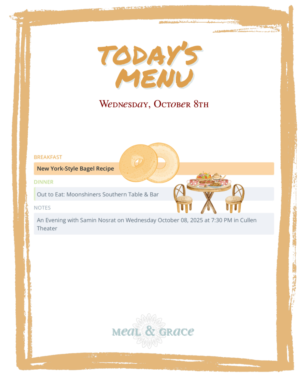 Wednesday, October 8, 2025&nbsp;Menu