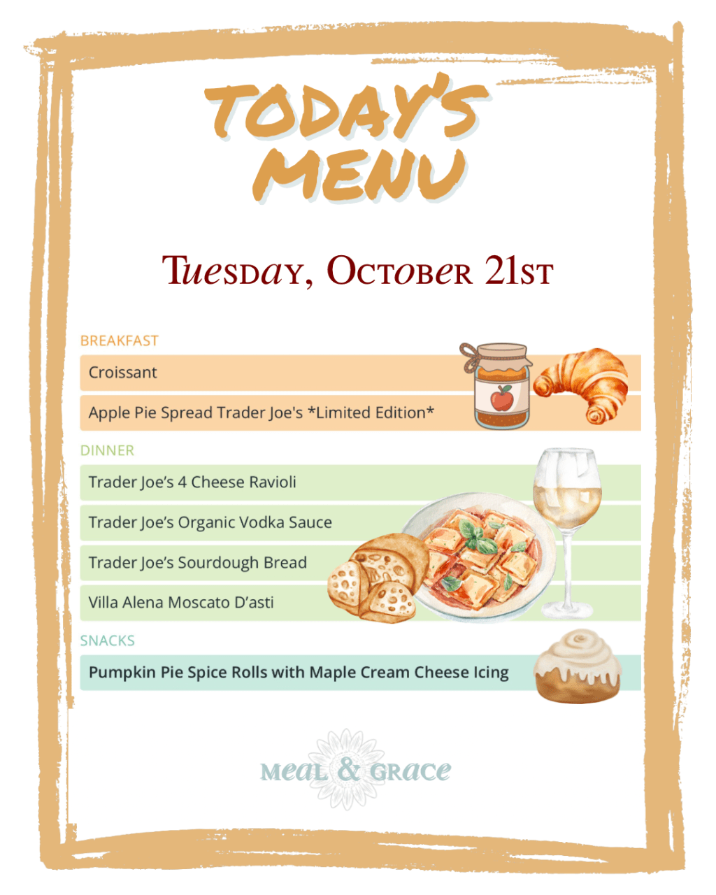 Tuesday, October 21, 2025&nbsp;Menu